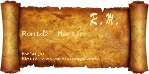 Rontó Martin névjegykártya